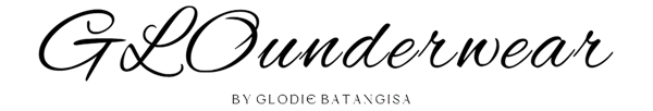 GLO underwear logo with 'by Glodie Batangisa' text on a white background